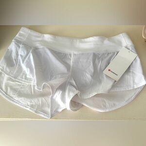 BNWT lululemon white sped up 2.5” short